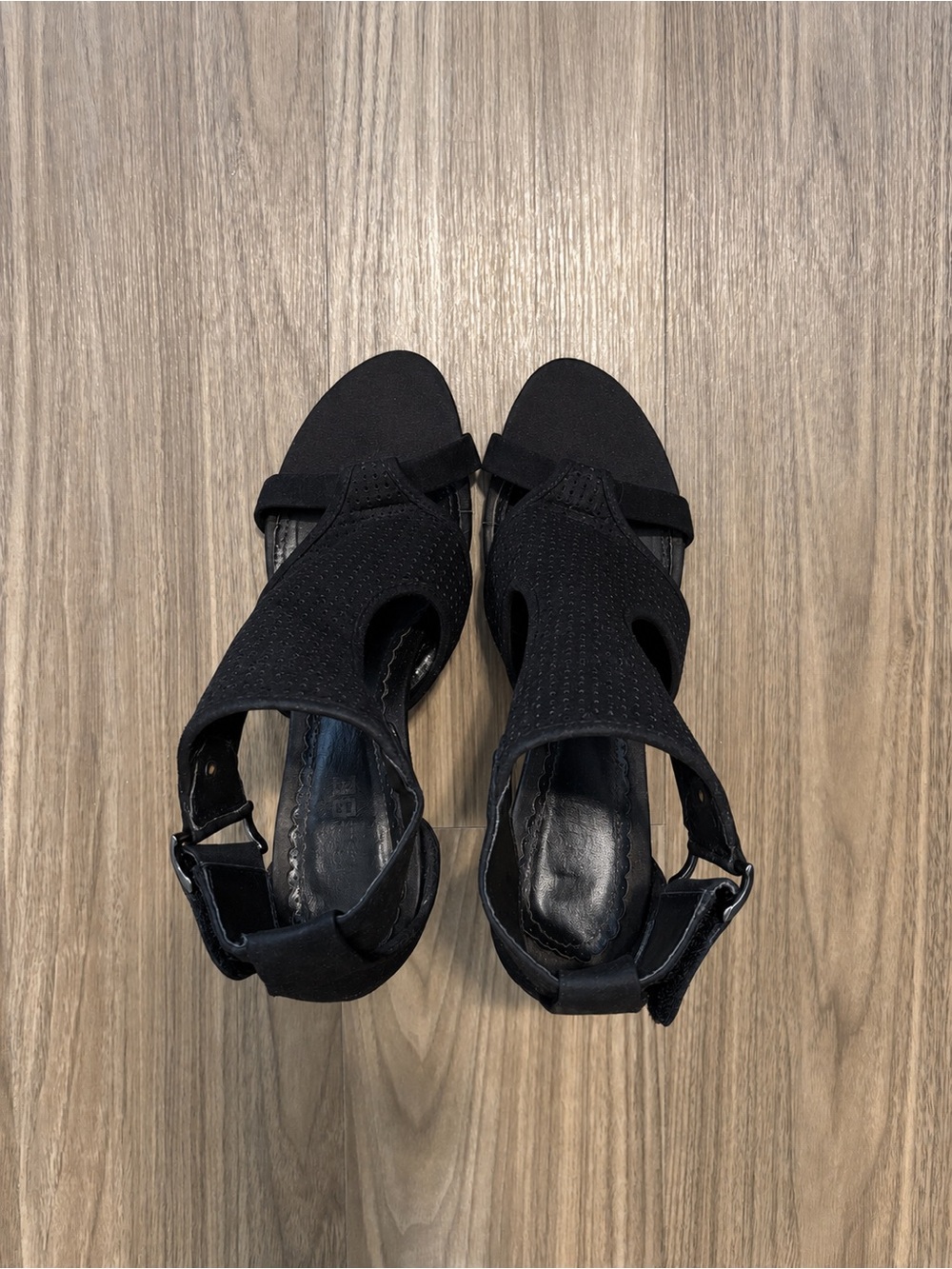 Black Open-Toe Ankle Strap Heel Sandals